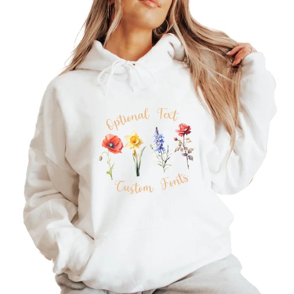 Custom Watercolor 4 Birth Month Flowers Sweatshirt & Hoodie - ART-SWH248 - ARTFULANE