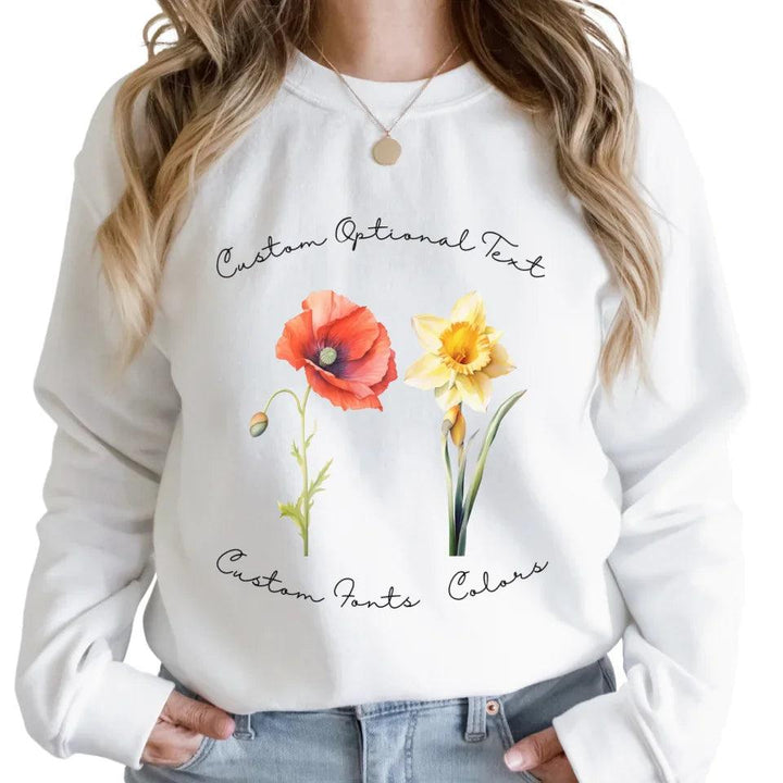 Custom Watercolor 2 Birth Month Flowers Sweatshirt & Hoodie - ART-SWH249 - ARTFULANE