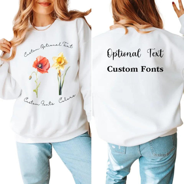 Custom Watercolor 2 Birth Month Flowers Sweatshirt & Hoodie - ART-SWH249 - ARTFULANE