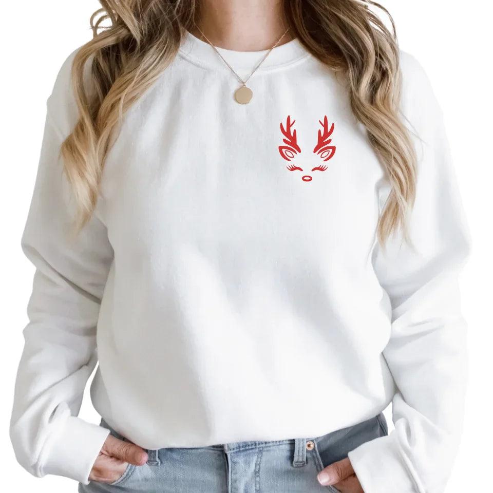 Custom Embroidered Christmas Reindeer Line Art Sweatshirt & Hoodie - ART-SWH304 - ARTFULANE