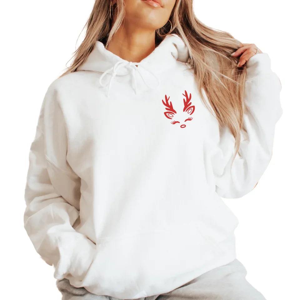 Custom Embroidered Christmas Reindeer Line Art Sweatshirt & Hoodie - ART-SWH304 - ARTFULANE