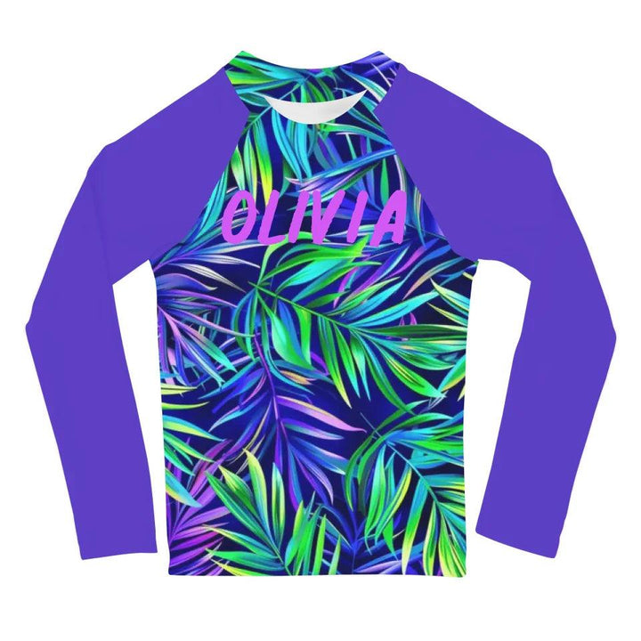 Custom Tropical Leaves Rash Guard - ART-RGD326 - ARTFULANE