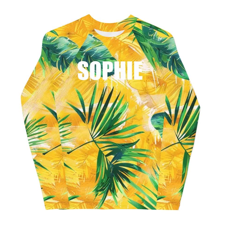 Custom Tropical Leaves Rash Guard - ART-RGD326 - ARTFULANE