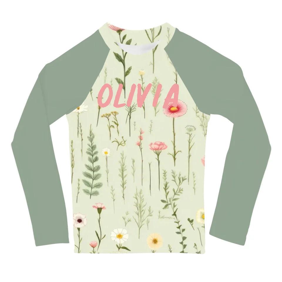 Custom Wildflowers Rash Guard - ART-RGD327 - ARTFULANE