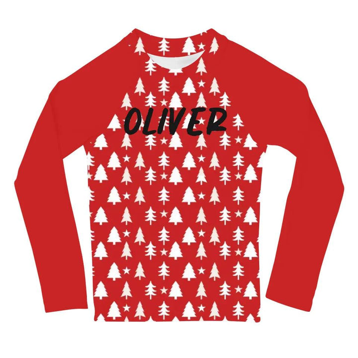 Custom Red Christmas Rash Guard - ART-RGD328 - ARTFULANE