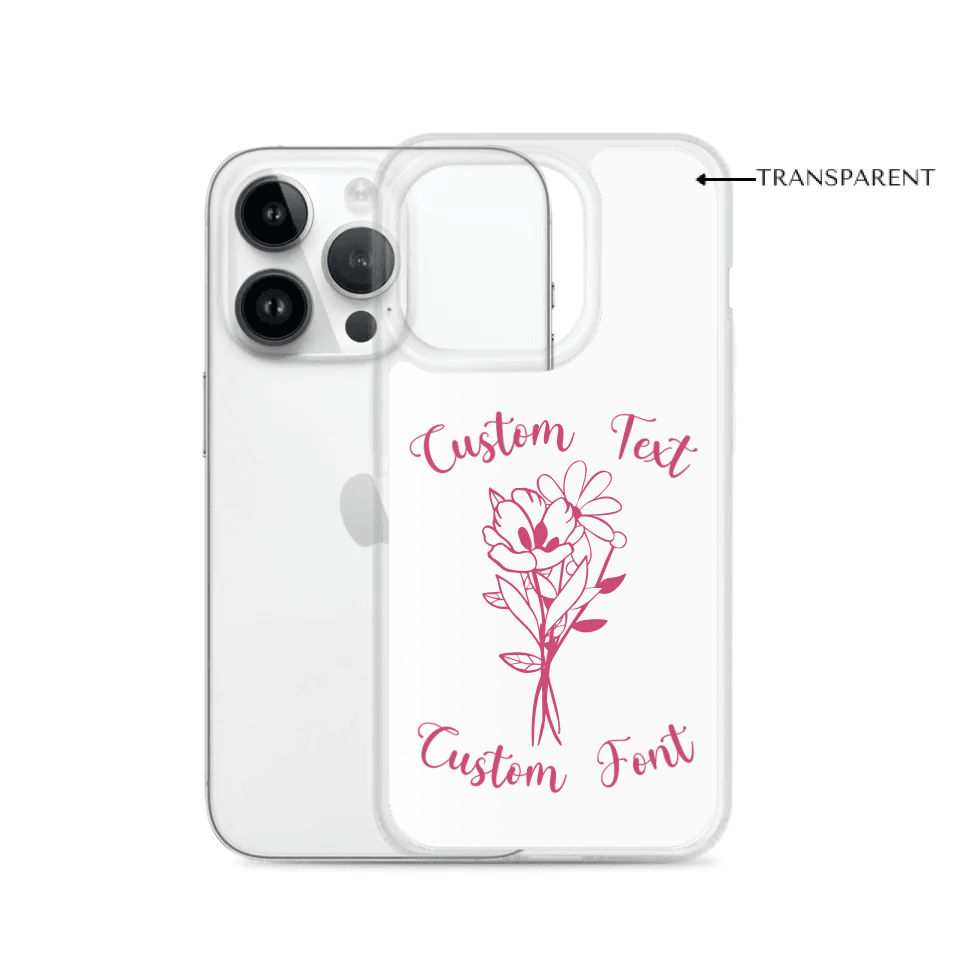 Custom Bunch of Flowers Line Art Clear iPhone Case - ARTFULANE