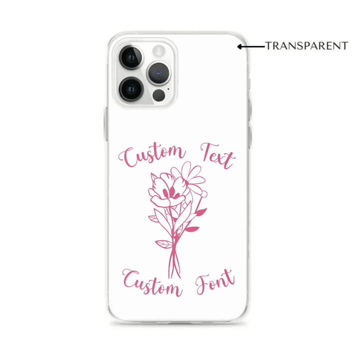 Custom Bunch of Flowers Line Art Clear iPhone Case - ARTFULANE