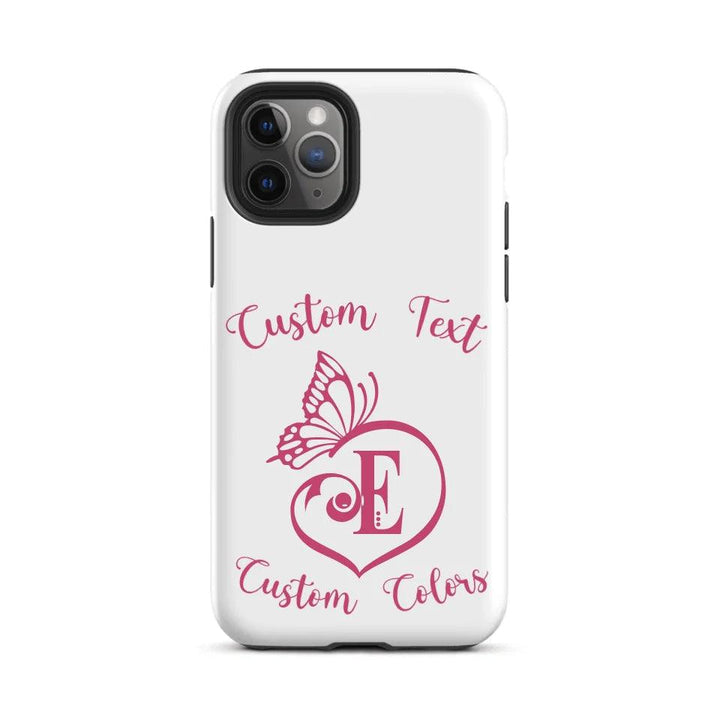 Custom Butterfly Love Initial Tough Phone Case - ARTFULANE