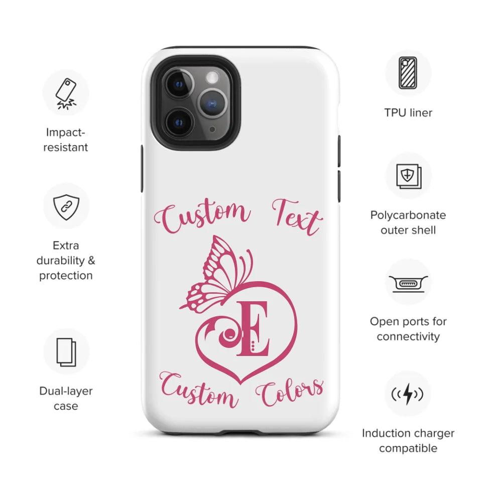 Custom Butterfly Love Initial Tough Phone Case - ARTFULANE