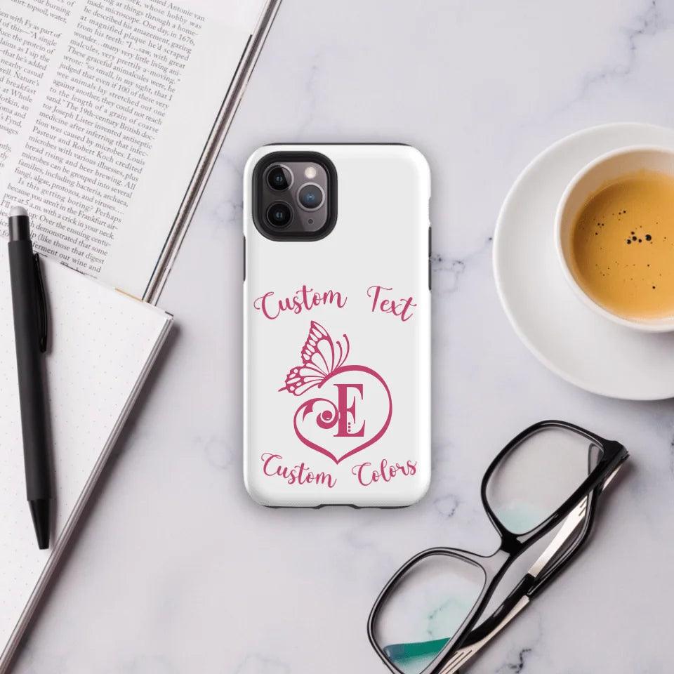 Custom Butterfly Love Initial Tough Phone Case - ARTFULANE