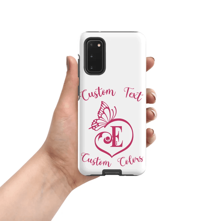 Custom Butterfly Love Initial Tough Phone Case - ARTFULANE