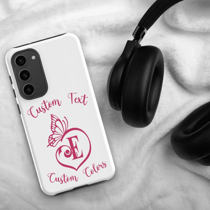 Custom Butterfly Love Initial Tough Phone Case - ARTFULANE