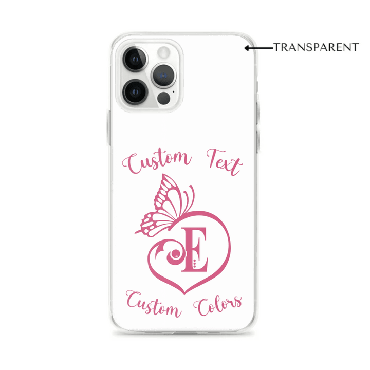 Custom Butterfly Love Initial Clear iPhone Case - ARTFULANE