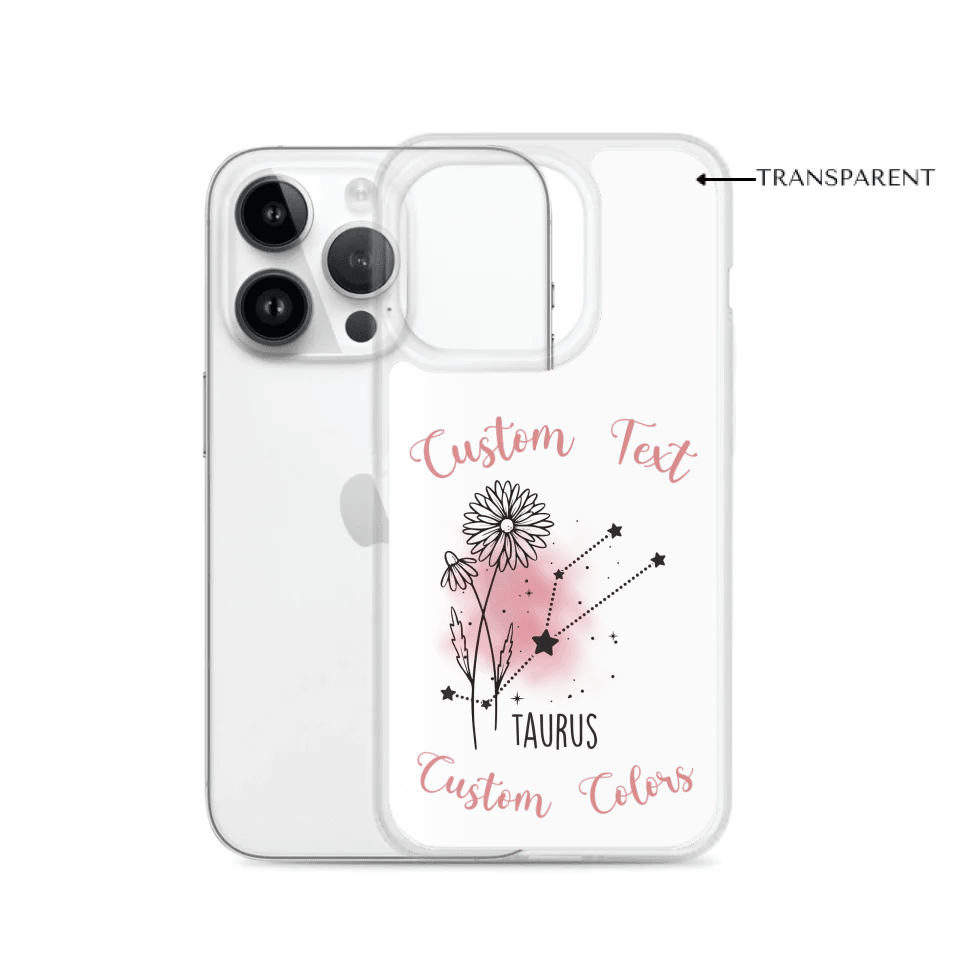 Custom Zodiac Constellation Birth Flower Clear Phone Case - ARTFULANE