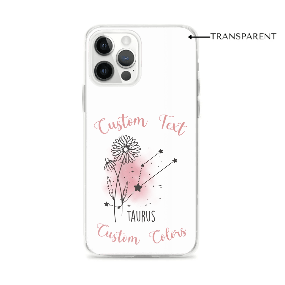 Custom Zodiac Constellation Birth Flower Clear Phone Case - ARTFULANE