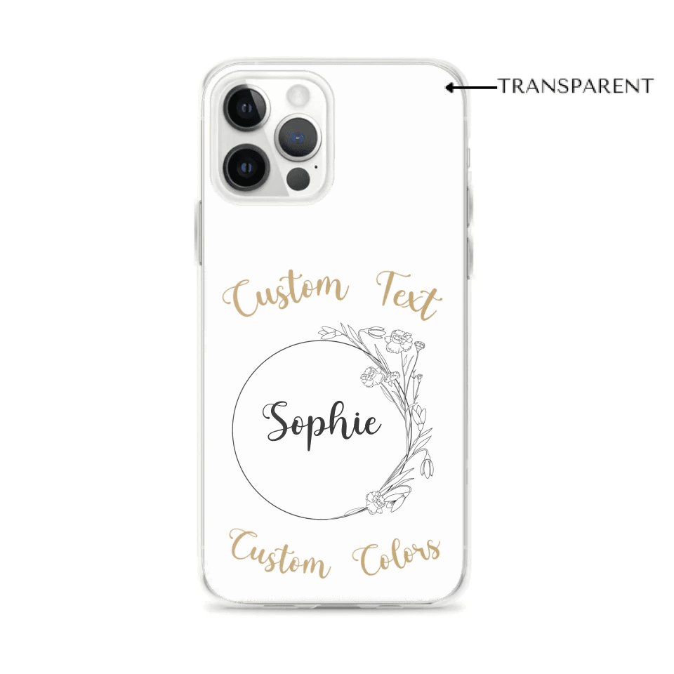 Custom Birth Month Flower Wreath Clear Phone Case - ARTFULANE