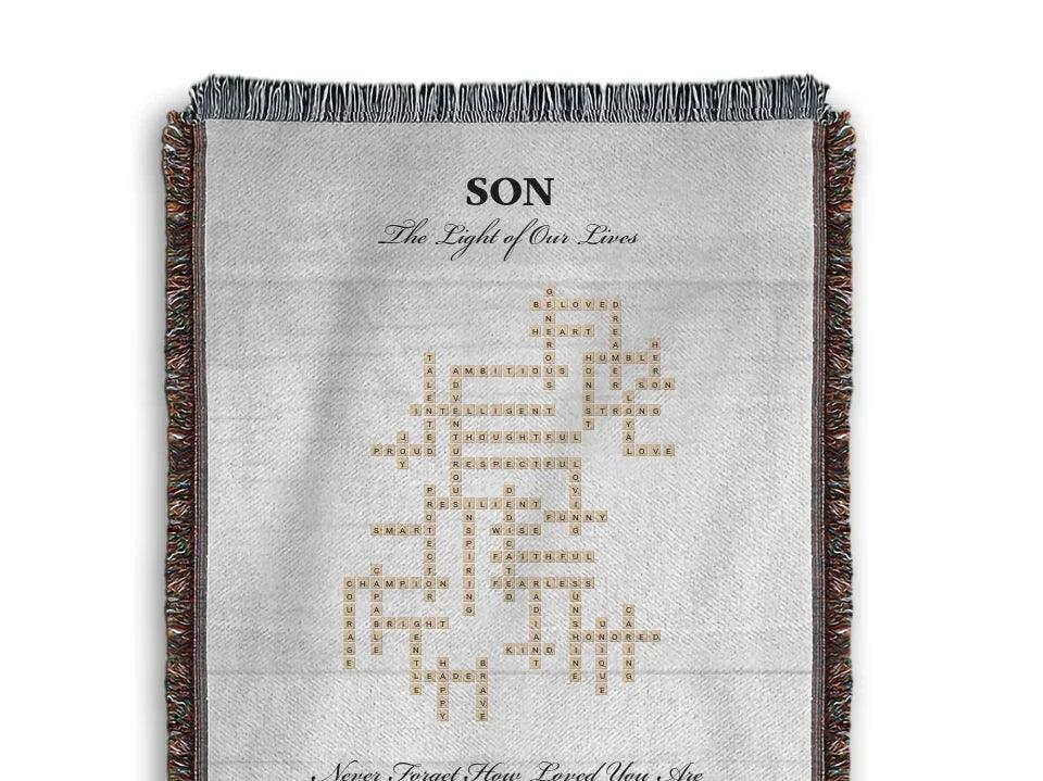 Custom Son Word Tile Blanket - ARTFULANE