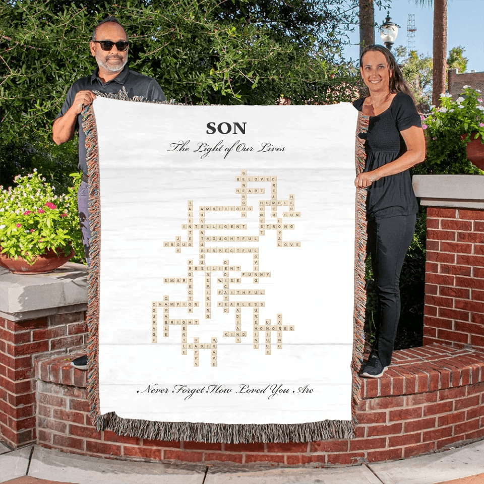 Custom Son Word Tile Blanket - ARTFULANE