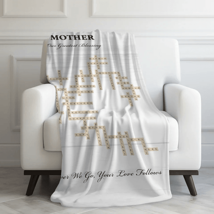 Custom Mother Word Tile Blanket - ARTFULANE