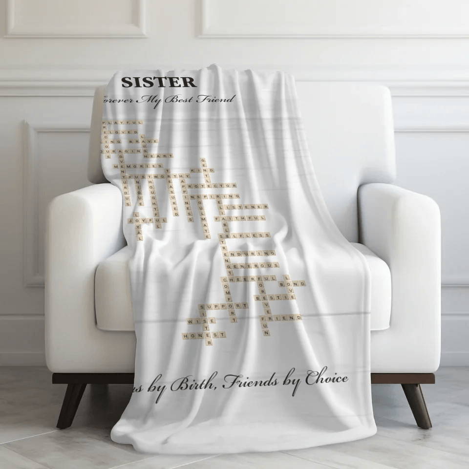 Custom Sister Word Tile Blanket - ARTFULANE