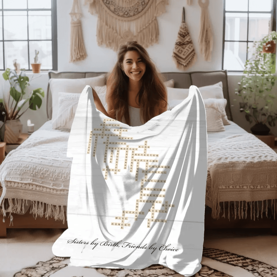 Custom Sister Word Tile Blanket - ARTFULANE