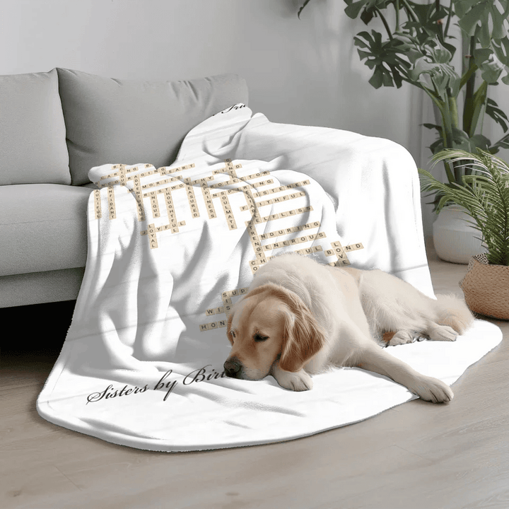 Custom Sister Word Tile Blanket - ARTFULANE