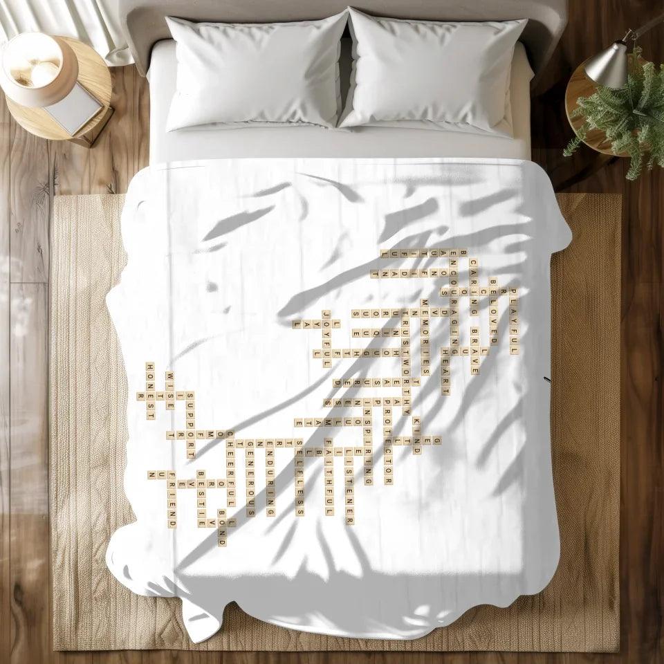 Custom Sister Word Tile Blanket - ARTFULANE