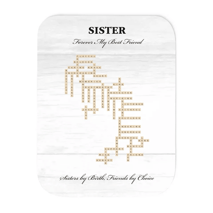 Custom Sister Word Tile Blanket - ARTFULANE