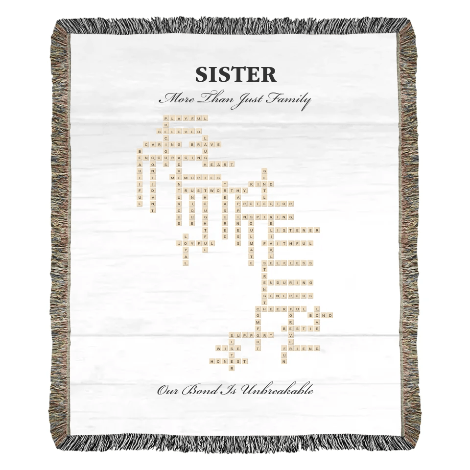 Custom Sister Word Tile Blanket - ARTFULANE