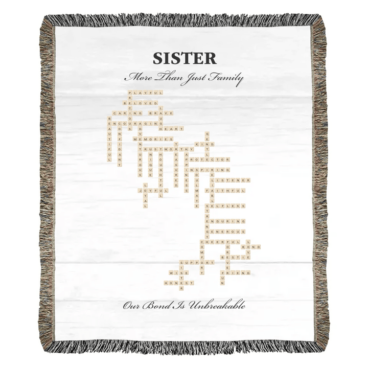 Custom Sister Word Tile Blanket - ARTFULANE