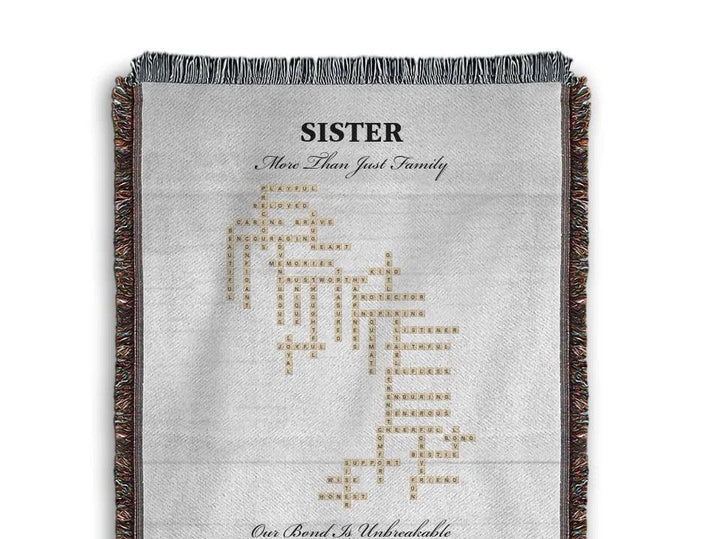 Custom Sister Word Tile Blanket - ARTFULANE