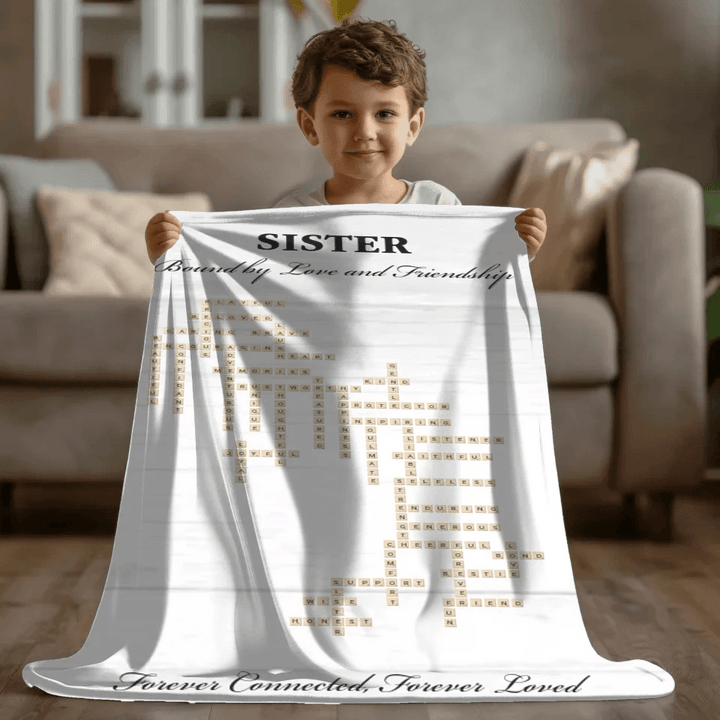 Custom Sister Word Tile Blanket - ARTFULANE