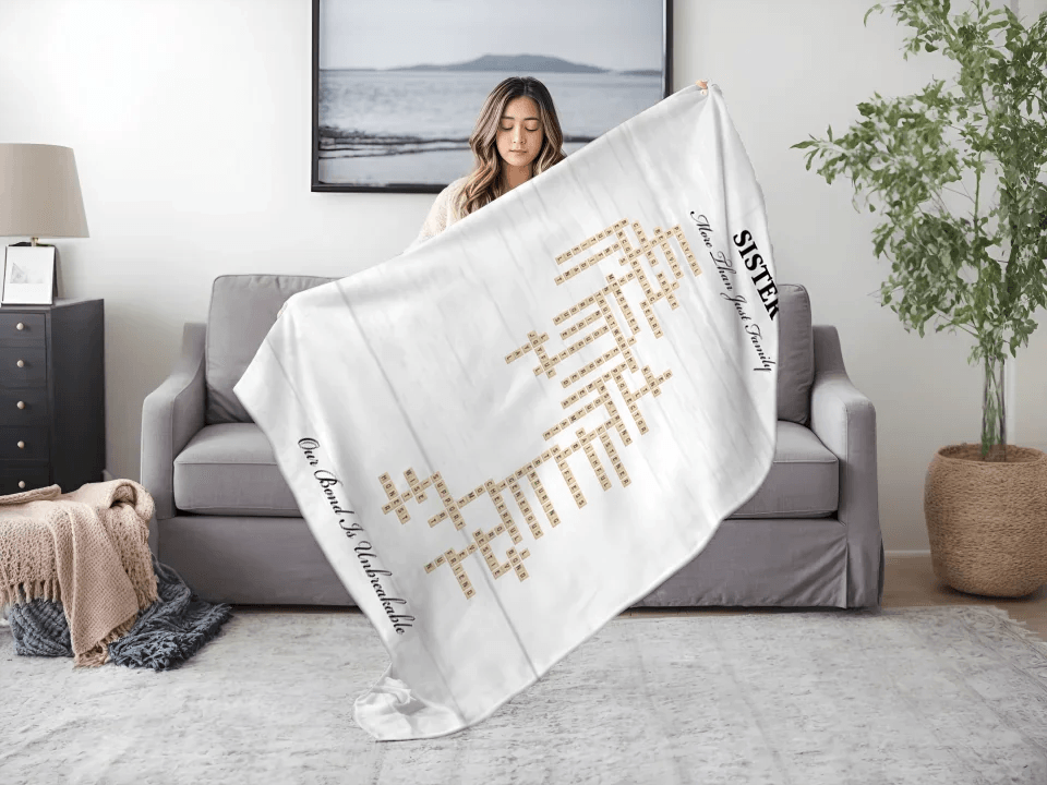 Custom Sister Word Tile Blanket - ARTFULANE