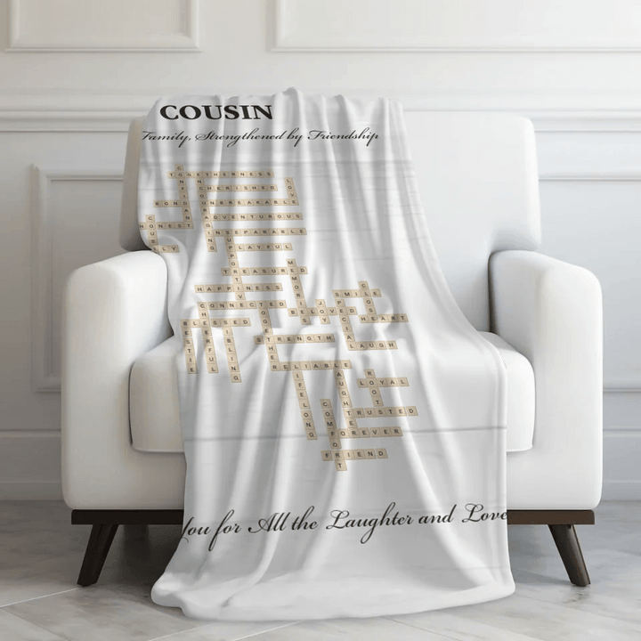 Custom Cousin Word Tile Blanket - ARTFULANE