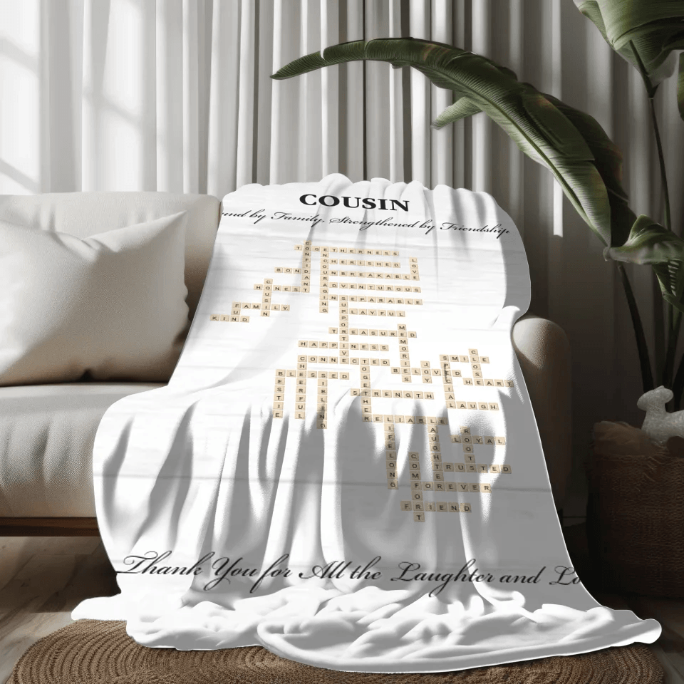 Custom Cousin Word Tile Blanket - ARTFULANE