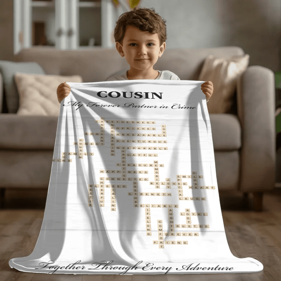 Custom Cousin Word Tile Blanket - ARTFULANE