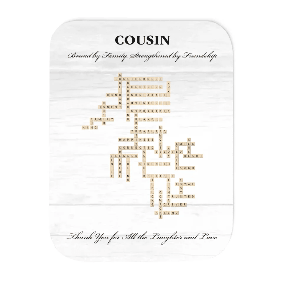 Custom Cousin Word Tile Blanket - ARTFULANE