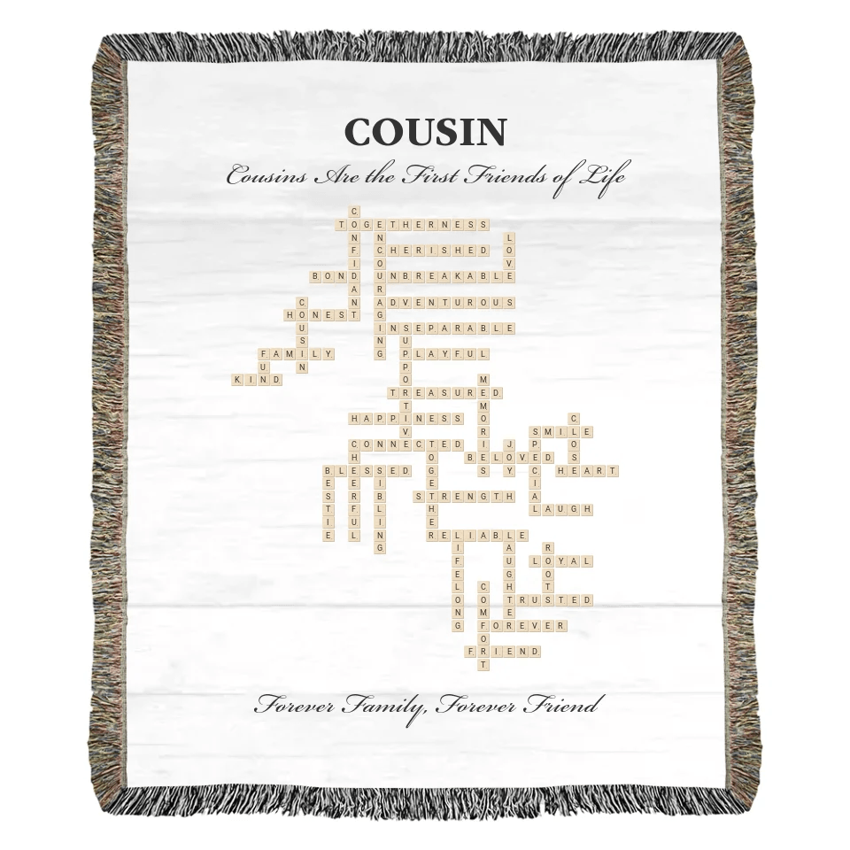 Custom Cousin Word Tile Blanket - ARTFULANE