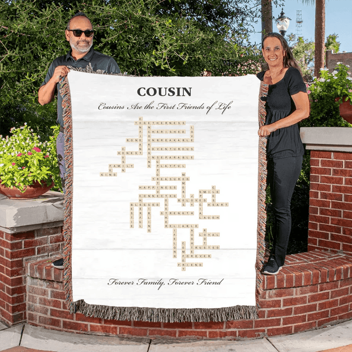 Custom Cousin Word Tile Blanket - ARTFULANE