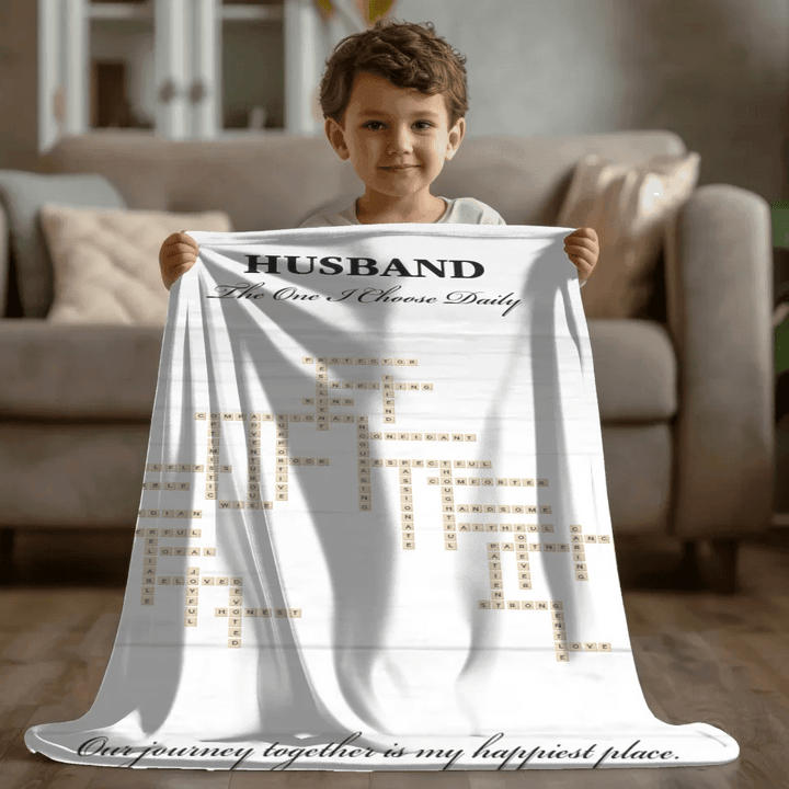 Custom Husband Word Tile Blanket - ARTFULANE