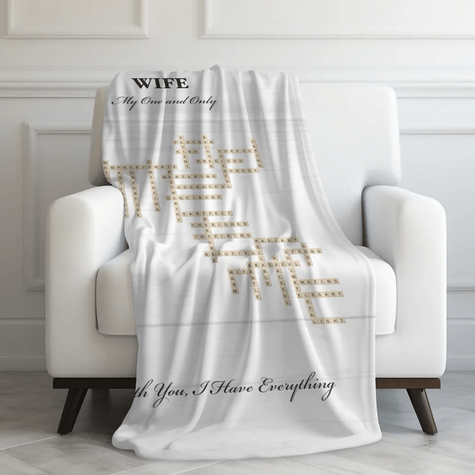 Custom Wife Word Tile Blanket - ARTFULANE