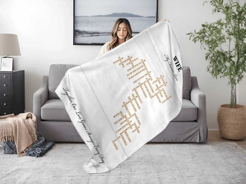 Custom Wife Word Tile Blanket - ARTFULANE