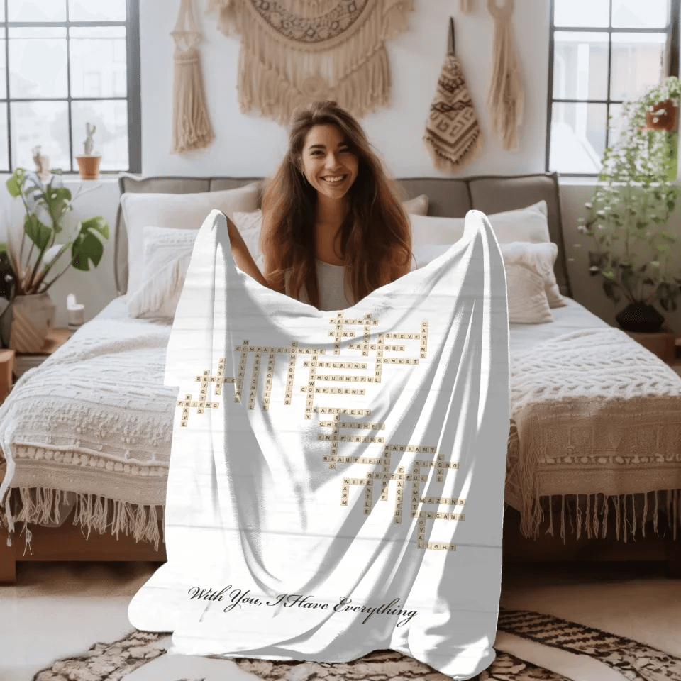 Custom Wife Word Tile Blanket - ARTFULANE