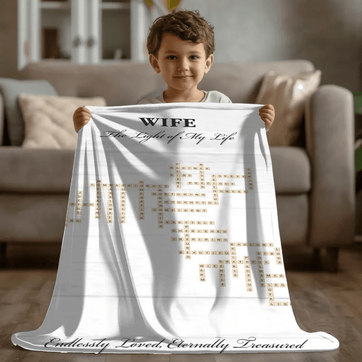 Custom Wife Word Tile Blanket - ARTFULANE