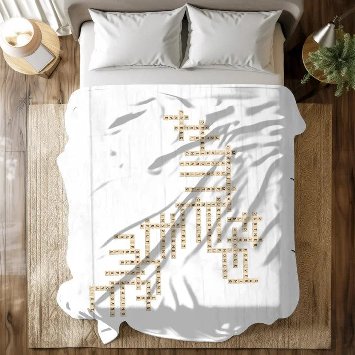 Custom Wife Word Tile Blanket - ARTFULANE