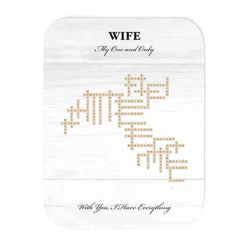 Custom Wife Word Tile Blanket - ARTFULANE