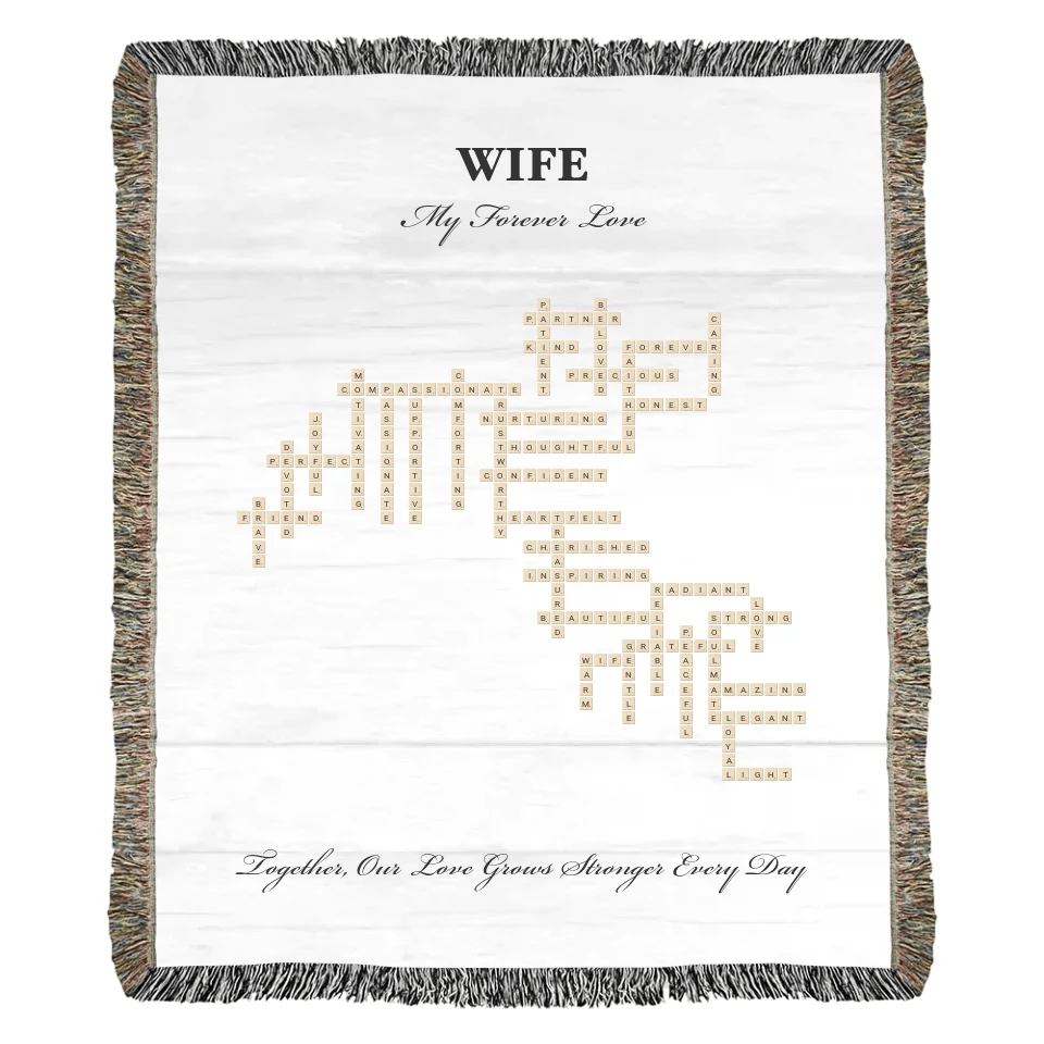 Custom Wife Word Tile Blanket - ARTFULANE