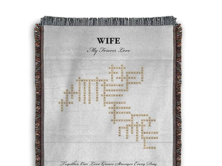 Custom Wife Word Tile Blanket - ARTFULANE