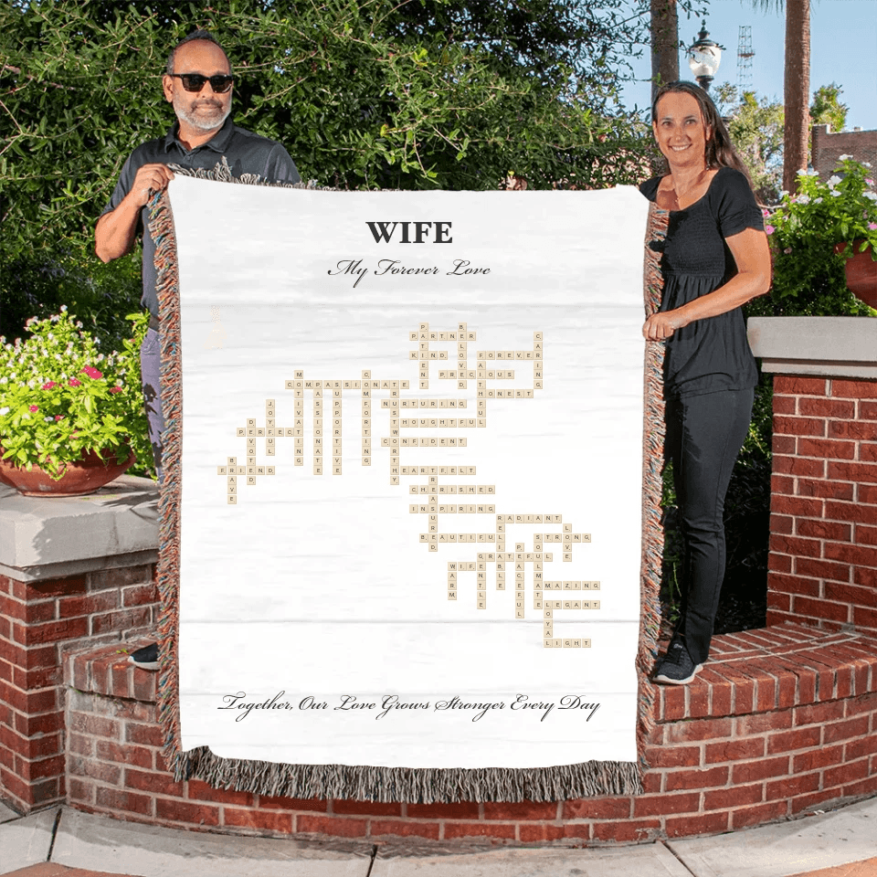 Custom Wife Word Tile Blanket - ARTFULANE