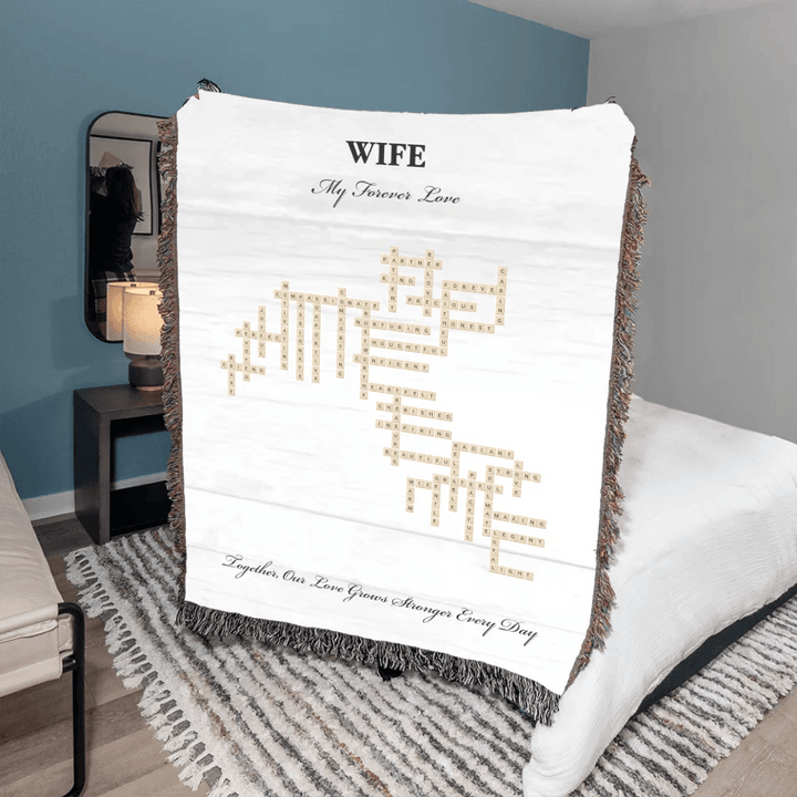 Custom Wife Word Tile Blanket - ARTFULANE